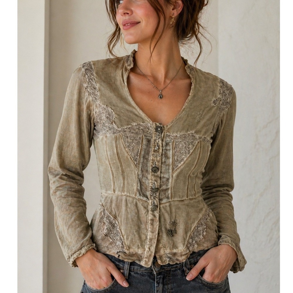 Elisa Cavaletti Club Jacket Womens S Tan Good Lace Detail Made In Italy